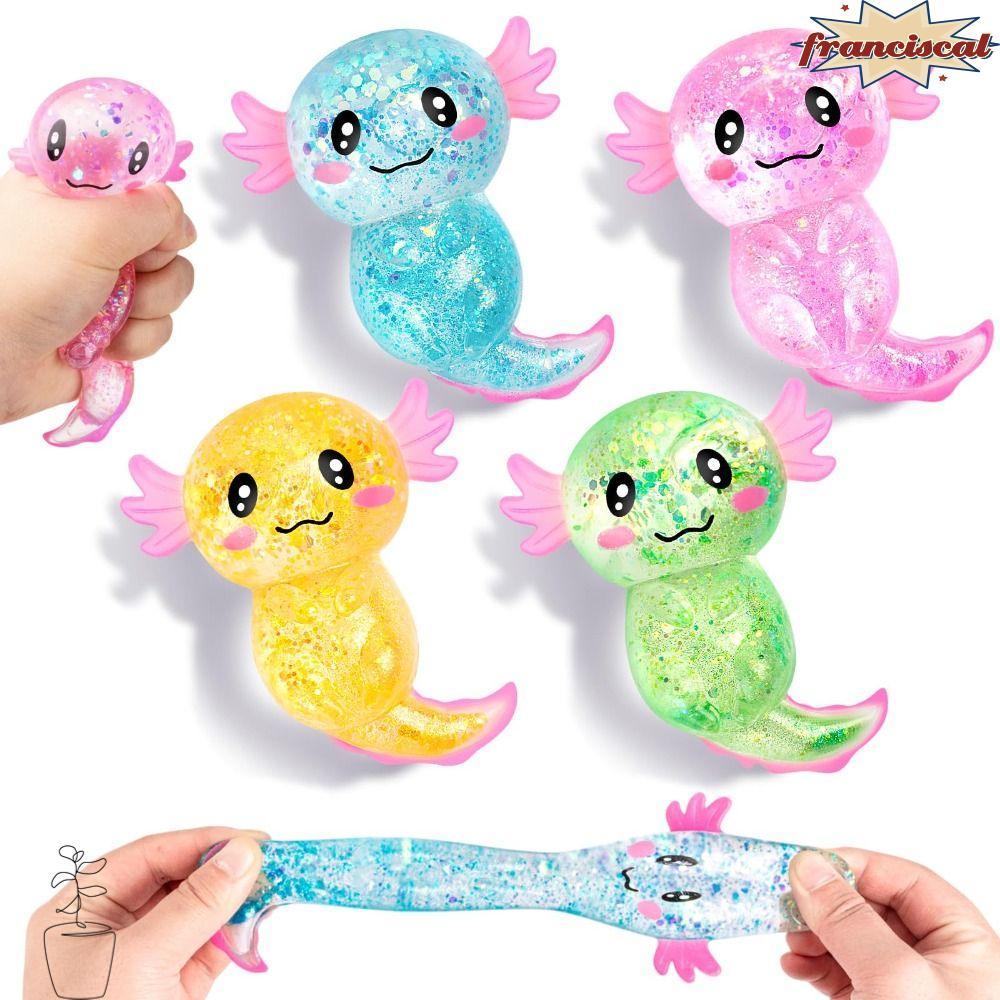 FRANCISCAL Squishy Stress Glitter, Glitter Sugar Filled Axolotl Squishy ของเล่น, Soothing Texture รู