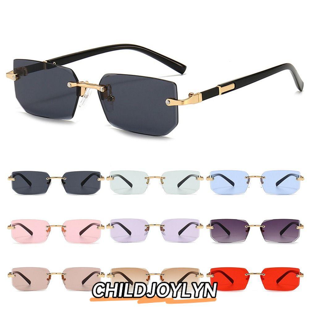 CHILDJOYLYN แว่นกันแดดไร้กรอบ ทรงสี่เหลี่ยมผืนผ้า ป้องกัน UV ในสไตล์ Y2K อินเทรนด์สำหรับทุกเพศ