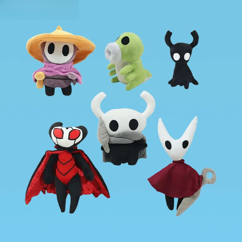 Hollow Knight Hollow Knight ตุ๊กตาผ้ากํามะหยี่สีเหลืองอัศวิน/ตุ๊กตาหนอนสีเขียว
