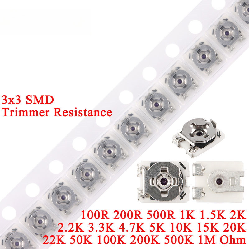 50-100pcs 3*3 Trimmer ความต้านทาน Potentiometer SMD 3X3 ปรับ Variable Resistor 100 200 500 1K 2K 5K 