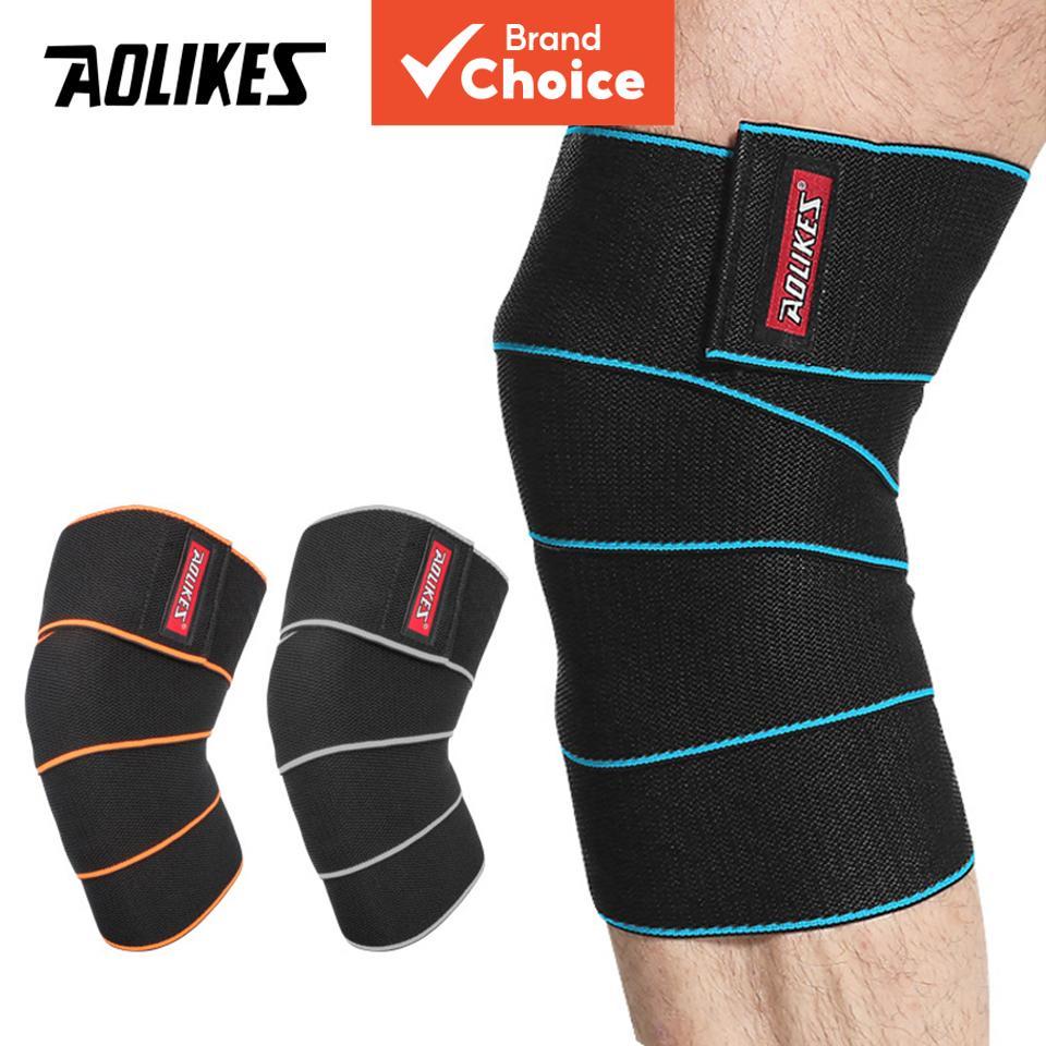 Aolikes 1 ชิ้นเข่า Wraps ฟิตเนสยกน้ําหนักผ้าพันแผลกีฬา Squats อุปกรณ์การฝึกอบรมสําหรับ Gym & Outdoor Accessorries