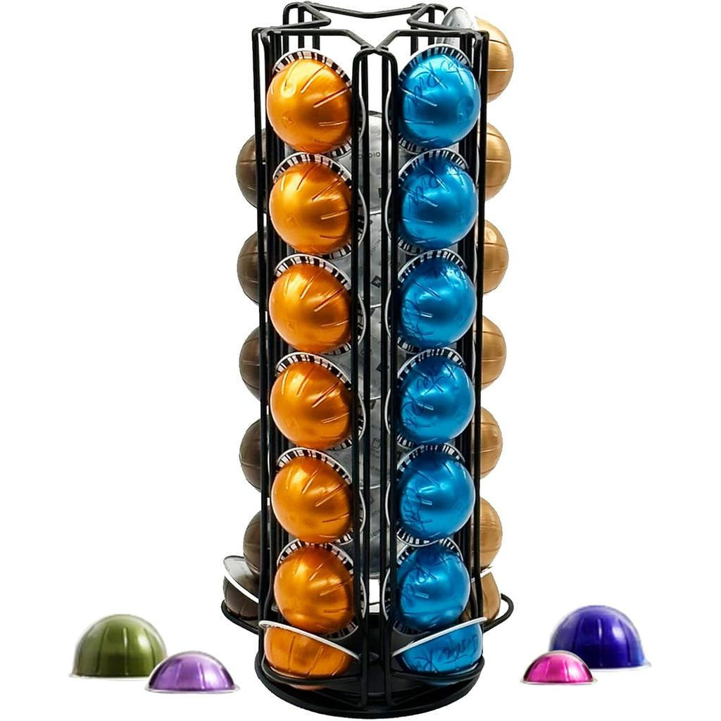 Vertuo Pod Holder Carousel Stand สําหรับ 35 Nespresso Vertuo Capsule Storage Organizer พร้อมพื้นที่พ
