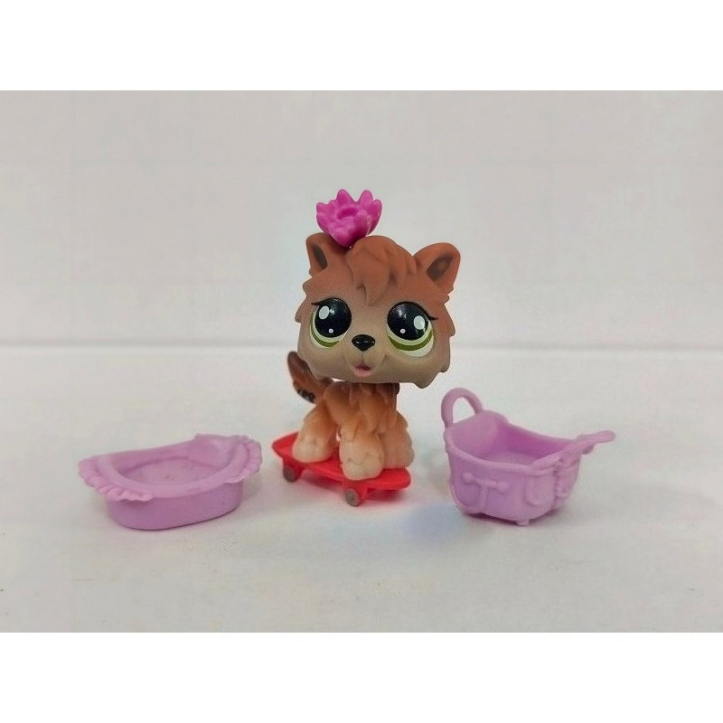 LPS รูปสุนัขหมาป่าสีน้ําตาล #2141 W/Accessories ของเล่น Littlest Pet Shop