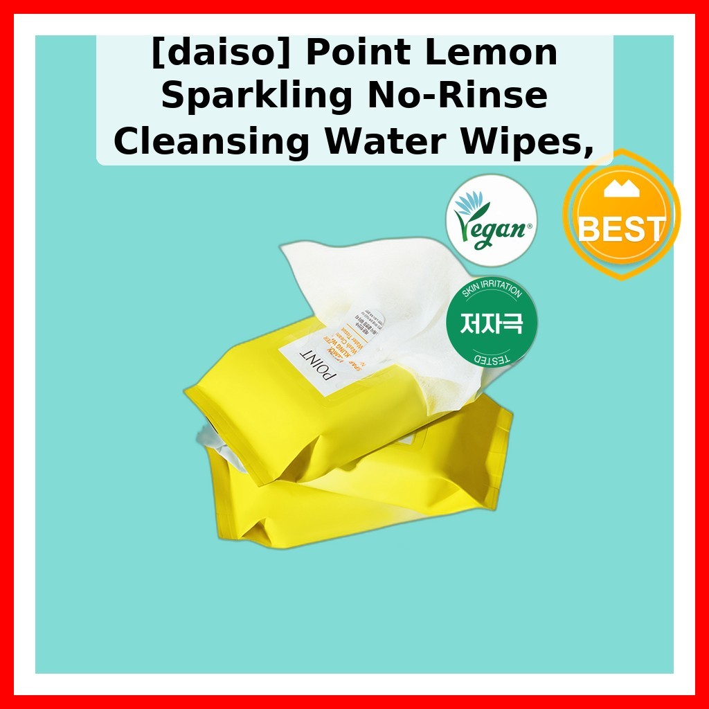 [daiso] Point Lemon Sparkling No-Rinse Cleansing Water Wipes, N/A, 30pcs / Korean Cleansing Wipes โด