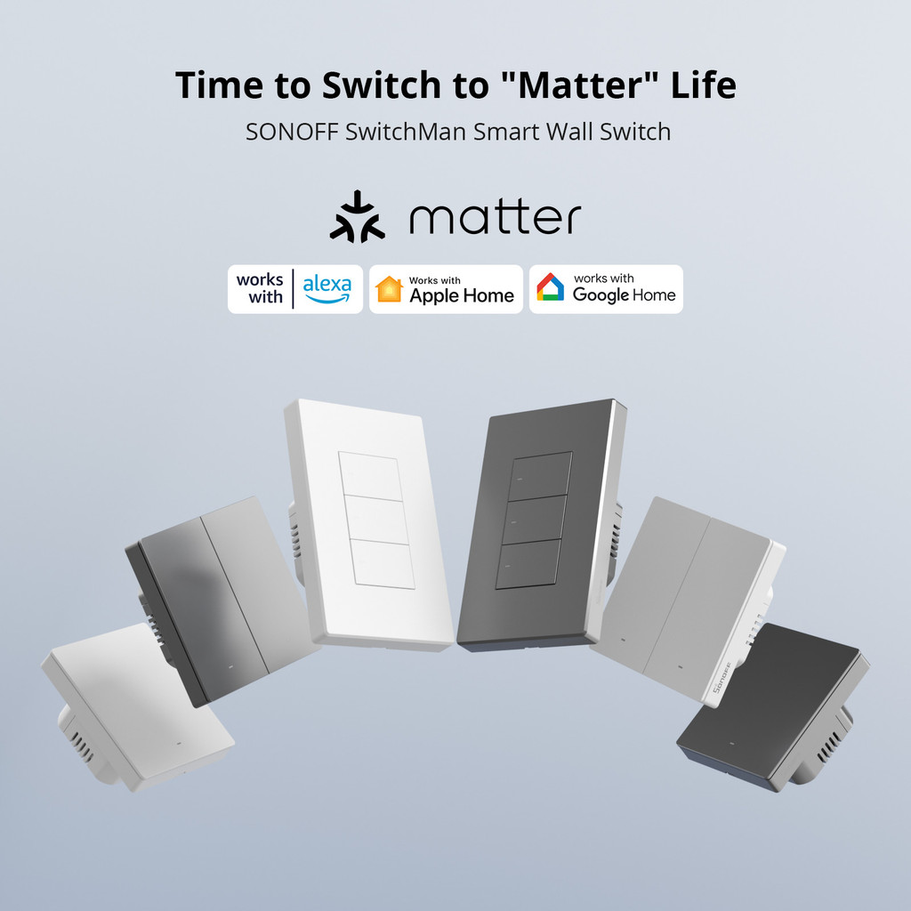SONOFF M5 80/86 Matter SwitchMan สมาร์ทสวิตช์ผนัง Mechanical ปุ่มท้องถิ่น APP ควบคุม LED ตัวบ่งชี้ปรับผ่าน eWeLink Alexa