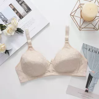 B7061เสื้อในไร้โครง ลายลูกไม้ มี 2 ตะขอ คัพ Bใส่สบาย ของส่งจากกรุงเทพ Women Clothing Lady ผู้หญิง