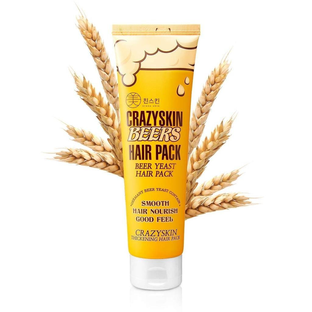 CRAZY SKIN Hair Treatment Mask - pH5.5 Beer Yeast โปรตีน เคราติน น้ํามันอาร์แกน คอลลาเจน - ซ่อมแซมผม
