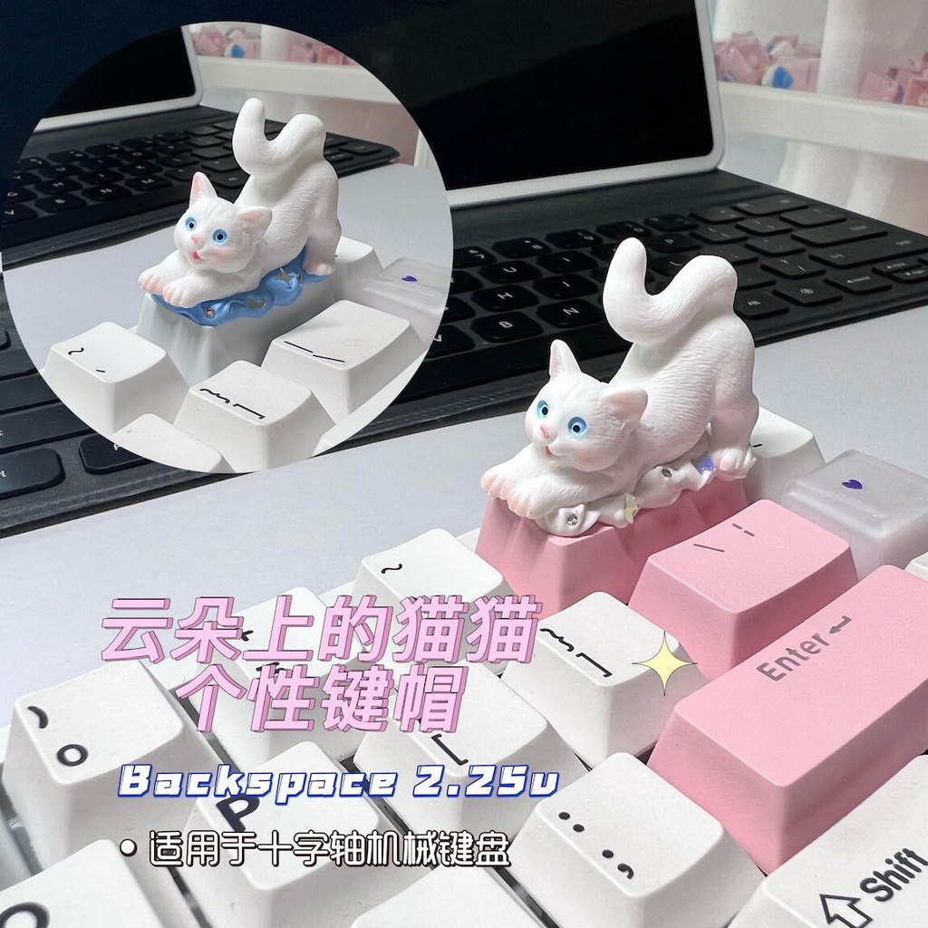 Backspace ลบปุ่มกดที่ไม่ซ้ําใคร 2U แมวน่ารักสามมิติ oem อาหารเสริมอย่างสูง