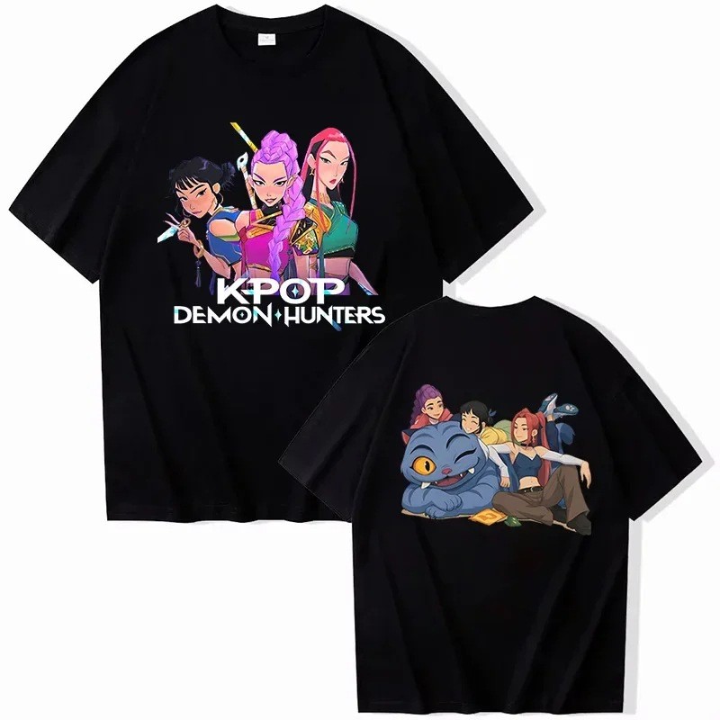 Ttw O-เสื้อรอบคอ Devil Group ฤดูร้อน t หลวมเกาหลีผ้าฝ้าย kpop Hunter แขนสั้นสบายๆกีฬาขนาด 9PZH