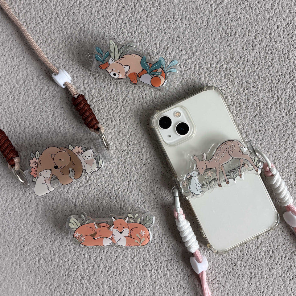 Papercranes Forest Friends Snap Strap Phone Lanyard Clip Illustrated Crossbody Phone Strap SG