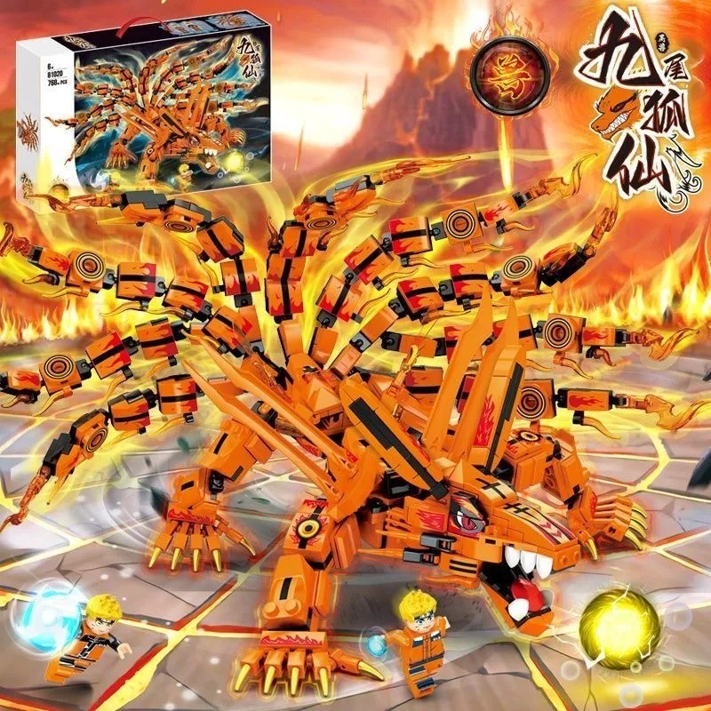 中国火影忍者九尾兽狐仙鸣人佐助积木幻影飞龙拼装模型玩具男孩子0329