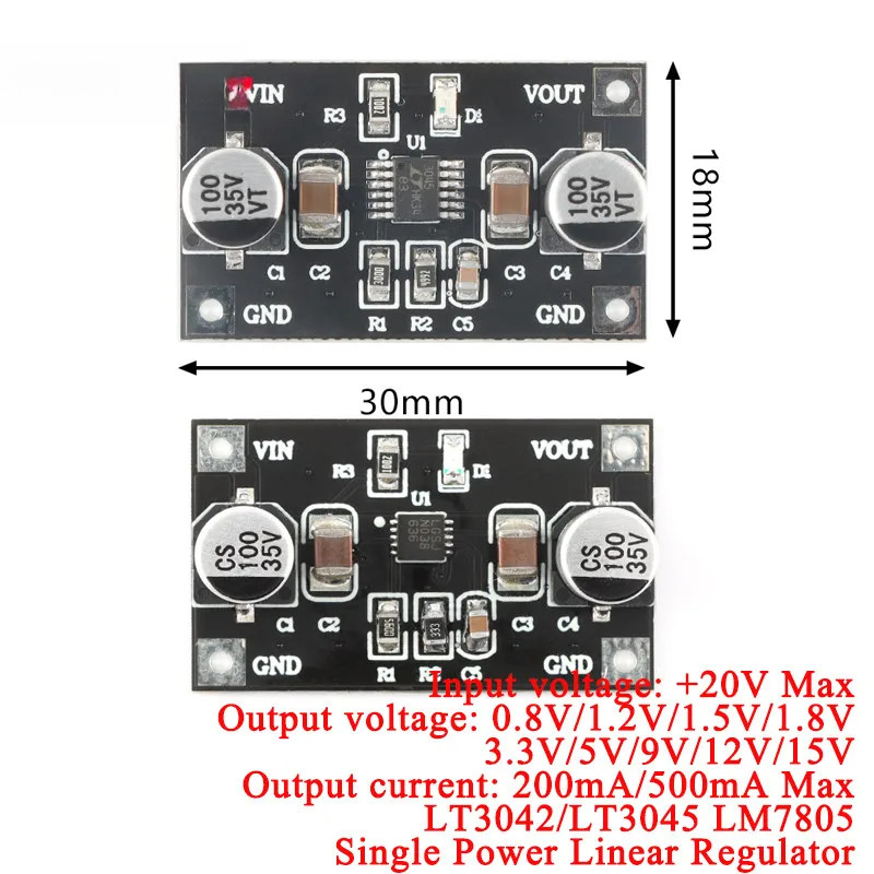 2 ชิ้น/1 ชิ้น LT3042 LT3045 Single Power Linear Regulator โมดูล 3.3 V 5 V 12 V เสียงต่ํา Ripple วิทย