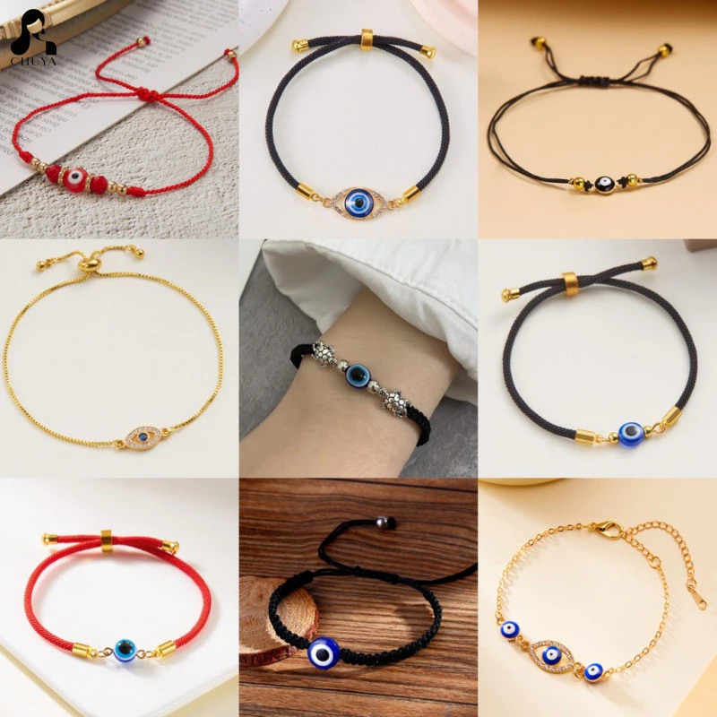 สร้อยข้อมือ Blue Eye สไตล์โบฮีเมียน ทอมือ ปรับขนาดได้ เครื่องประดับวินเทจ สําหรับผู้ชายและผู้หญิง Türkiye แฟชั่น Devils Eye