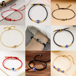 สร้อยข้อมือ Blue Eye สไตล์โบฮีเมียน ทอมือ ปรับขนาดได้ เครื่องประดับวินเทจ สําหรับผู้ชายและผู้หญิง Türkiye แฟชั่น Devils Eye