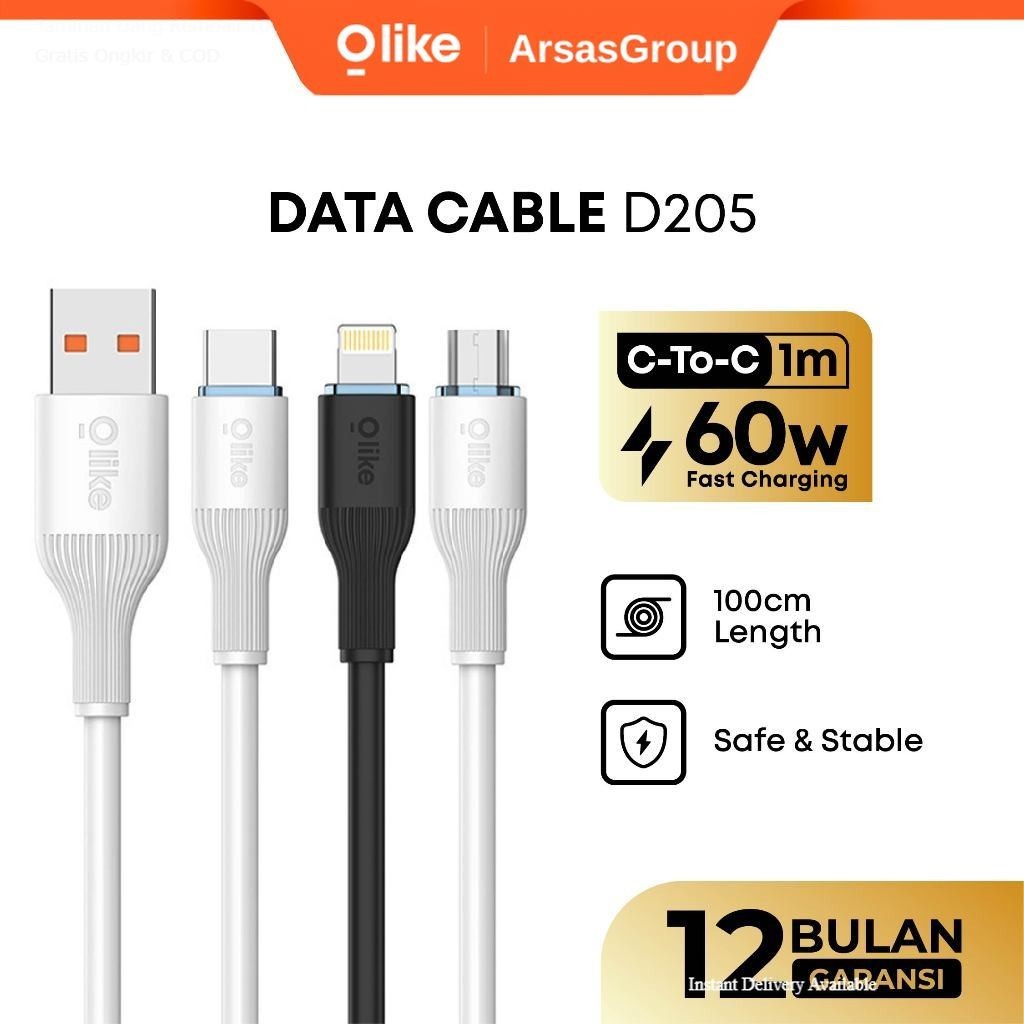 OlyIKE D205 Fast Charging Data CABLE 60W 100 ซม.USB ถึง Micro, Lightning 20W & Type-C 60W D205CC