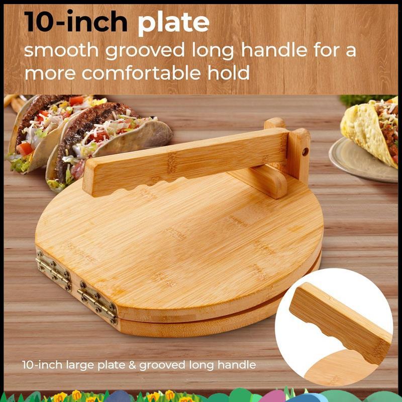Super Wooden Tortilla Press Maker 10 นิ้วไม้ Tortilla Press Maker,พร้อม Rolling Pin & 50 ชิ้น,สําหรั