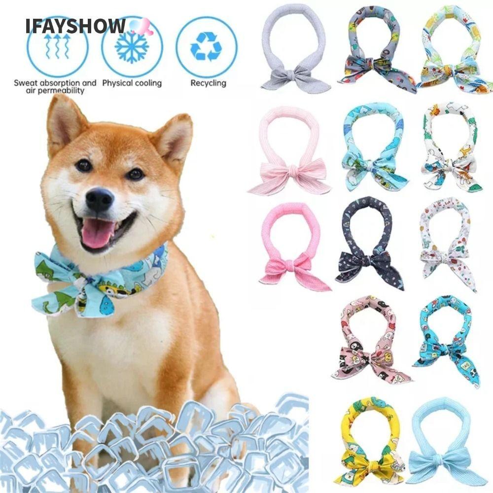 IFAYSHOW ผ้าพันคอเย็นสุนัข, Fast Cooling แมวน่ารักผ้าพันคอน้ําแข็งเย็น, ทนทานนํากลับมาใช้ใหม่ได้ปรับผ้าเช็ดตัวน้ําแข็งสัตว์เลี้ยง