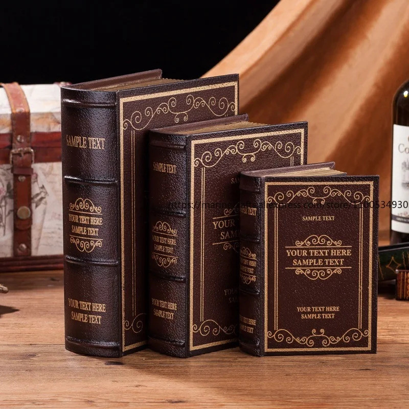 ยุโรปย้อนยุคไม้ตกแต่งเลียนแบบหนังสือปลอมเก็บหนังสือกล่องทางเข้าห้องโถงการศึกษาชั้นวางหนังสือเครื่องประดับตกแต่ง