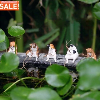 A00322 ถังปลาภูมิทัศน์ตกปลาเครื่องประดับแมว Mini เรซิ่นตุ๊กตาการ์ตูนรูปปั้นแมวสําหรับ Home Office Aquarium Decorati