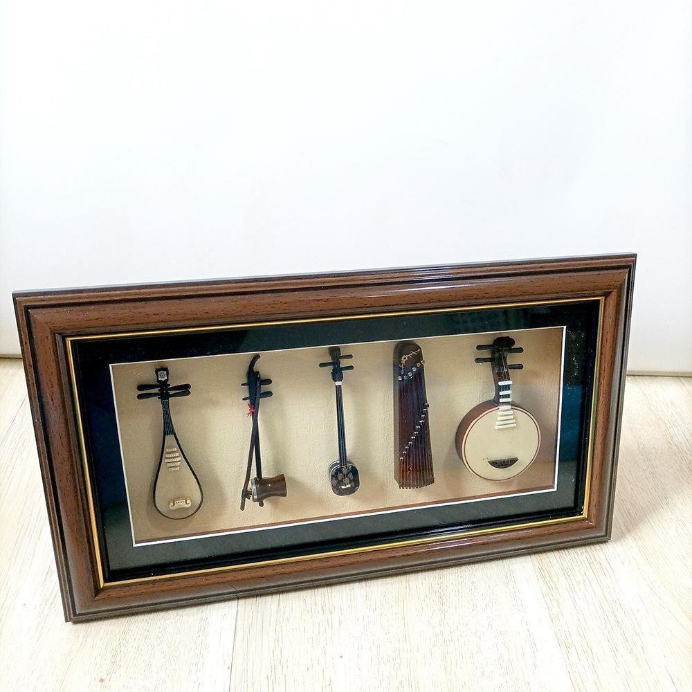 Mini Minle Guzheng Pipa Guzheng ไม้ Guzheng Erhu ของขวัญเครื่องประดับแบบดั้งเดิมห้าชิ้นชุดของขวัญกรอ
