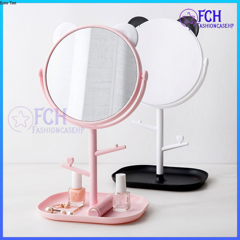 FCH WHOLESALE Standing Mirror Make Up Mirror Panda Cat Ear Motif Round Make Up Mirror / Cute Make Up