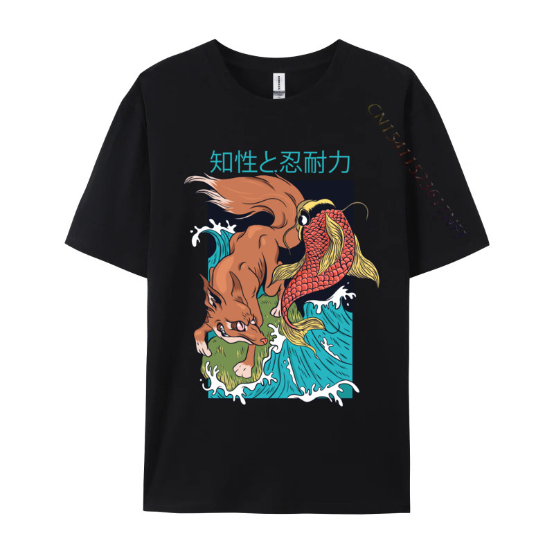 Japanese Tattoo Irezumi Yakuza Fox And Fish Normal Cosie Camisa Tshirts Tops Shirt For Male Newest P