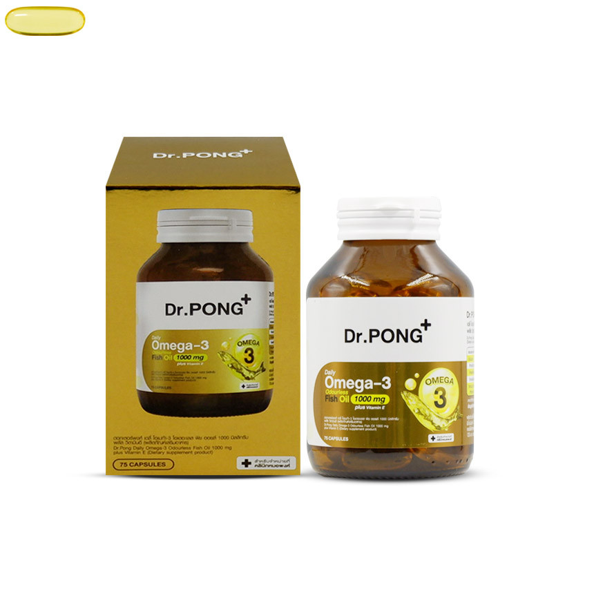 Dr.Pong Daily Omega-3 Odourless Fish Oil 1000 mg ขวด 75 แคปซูล