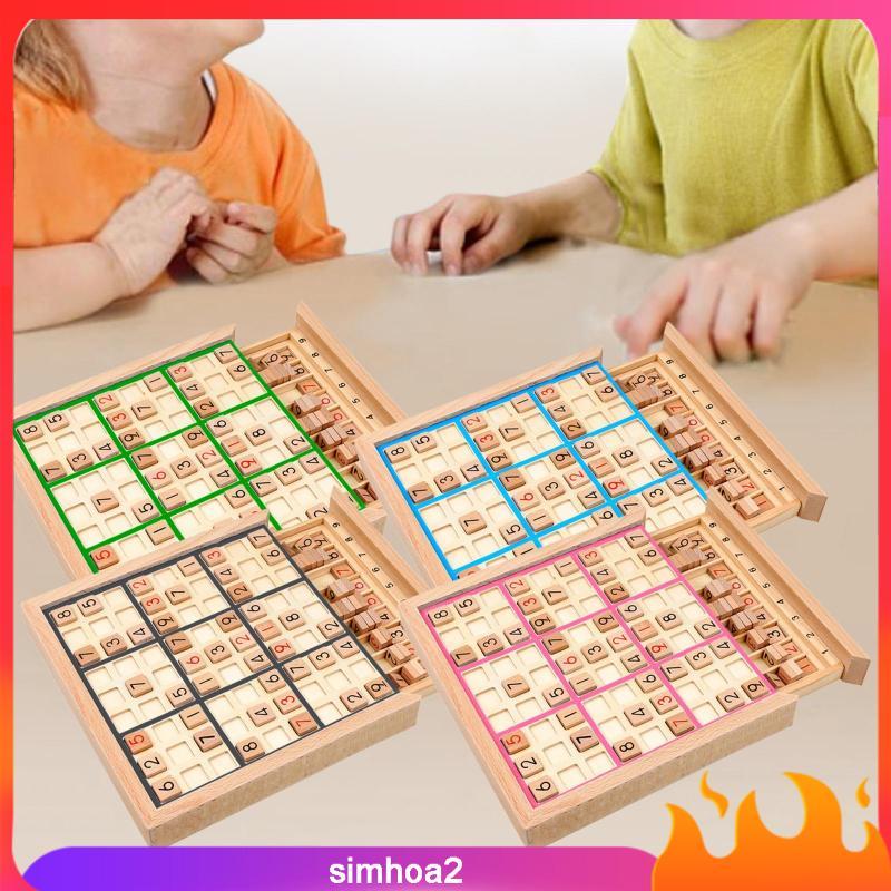 [Simhoa2] ไม้ Sudoku กระดานคณิตศาสตร์ของเล่น Jiugongge ของเล่น Montessori ปริศนาการเรียนรู้แบบพกพา