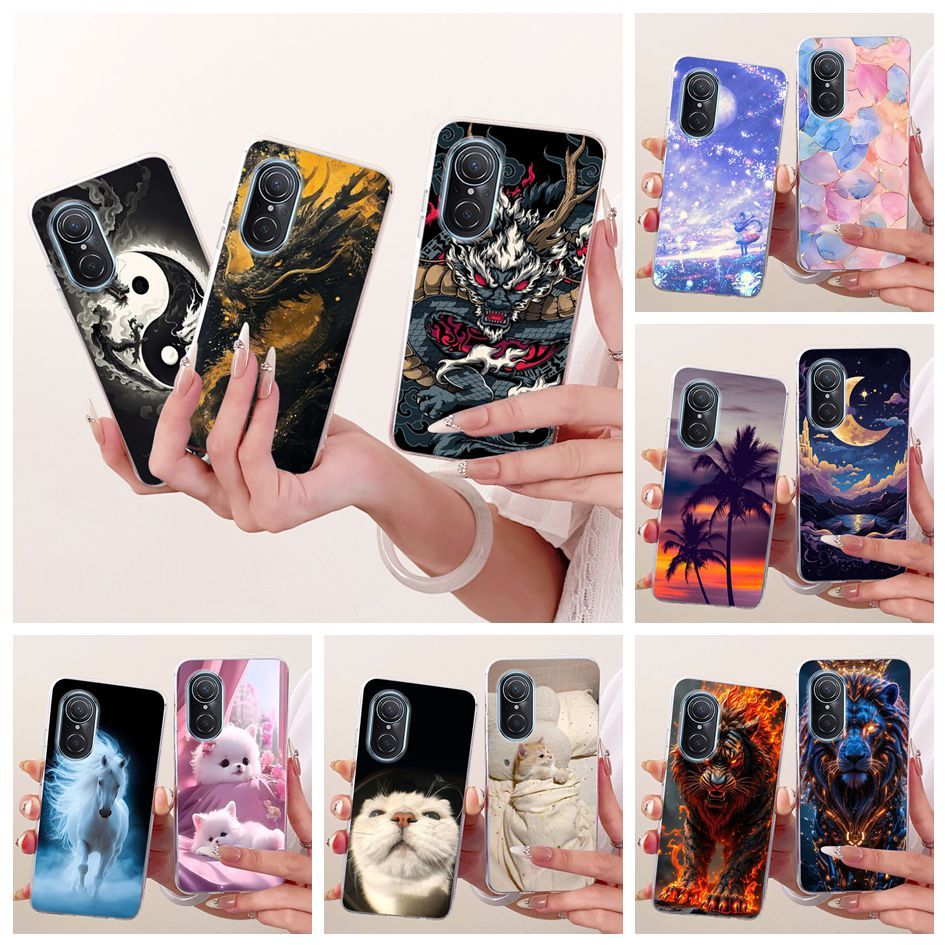 การ์ตูนสําหรับ Huawei Nova 9 SE กรณี JLN-LX1 JLN-LX3 กันกระแทก Dragon Lion ซิลิโคนนุ่มเคสโทรศัพท์สํา