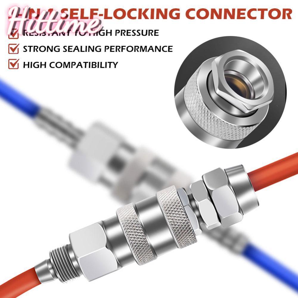 HITTIME สไตล์ยุโรป 3-in-1 Self-Locking Quick Connector สําหรับเครื่องมือนิวเมติกและ Air Lines G1/4 G