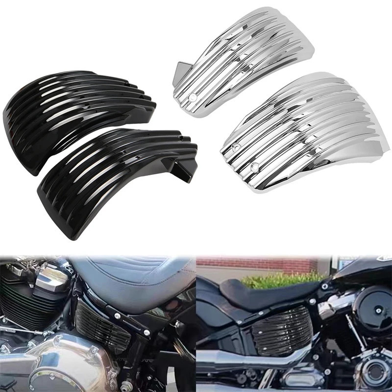 Motorcycel สีดําซ้ายขวาแบตเตอรี่ Fairing สําหรับ Harley Softail Breakout FXBR Fat Boy FLFB Sport Gli