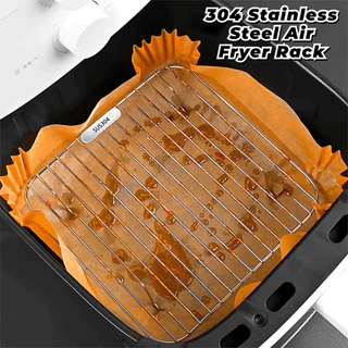 LDVG ทําอาหารหม้อ,เท้ารอบสแควร์ Air Fryer Rack,แบบพกพา 304 สแตนเลส Thicken Steam Baking Rack Home Kitchen เตาอบ Steamer Cooker
