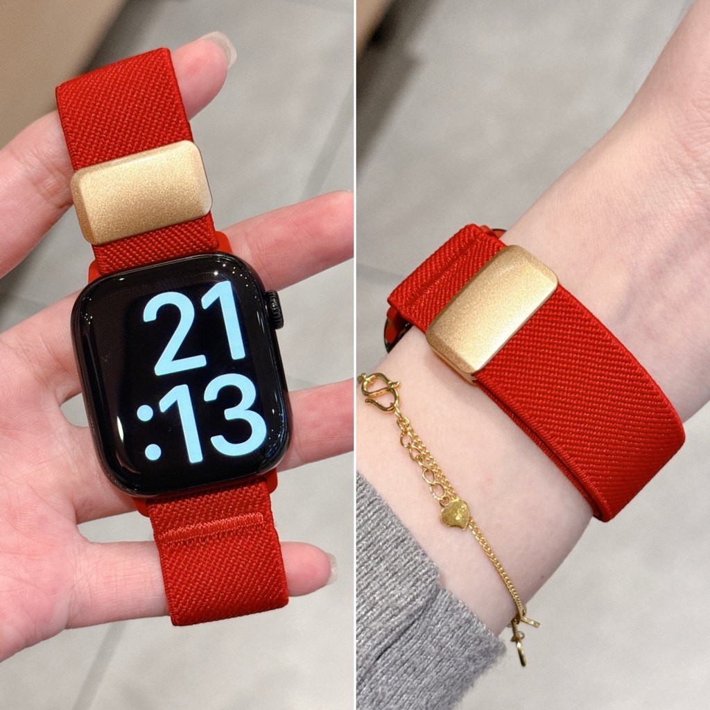 Magnetic Snap สายไนลอนสบายสําหรับ iWatch S11 10 9 8 7 6 5 4 SE3 ULTRA ขนาดเล็กบางสายสํารองสร้อยข้อมือสําหรับ iwatch 49 มม.46 45 44 42 41 40 38 ยืดหยุ่น ราคา ถูกที่สุด ดีลบีเคเค แกลเลอรีภาพที่ 8