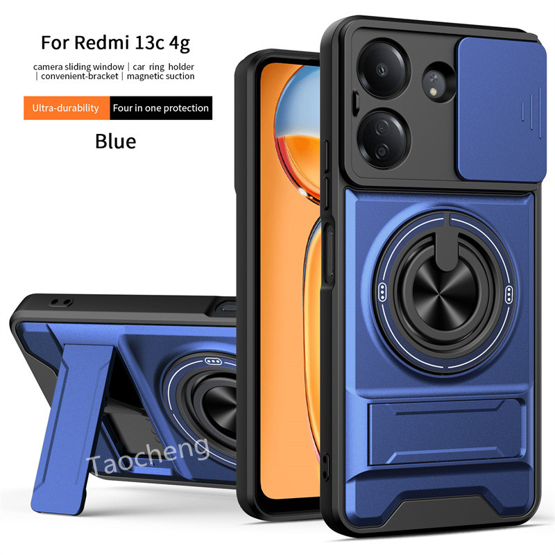 เคสโทรศัพท์สําหรับRedmi 13 C 13C Redmi13C 4G 2024 เกราะสไลด์เลนส์กันกระแทกFundasแหวนปกหลัง