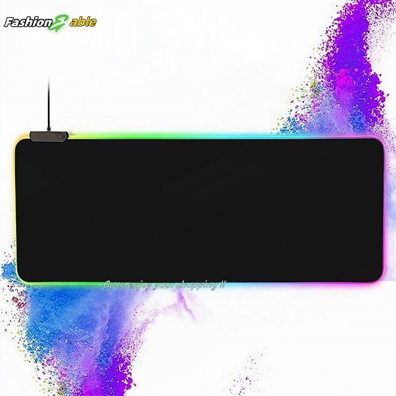 Fashion.shop03 RGB Luminous Pure Mouse Pad Thiened Mouse Pad แผ่นรองโต๊ะขนาดใหญ่เข้ารหัสลื่น Cool ขน