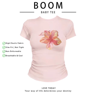 COD（จัดส่งภายใน 24 ชั่วโมง）เสื้อสาวอวบ เสื้อครอปท็อป แขนสั้น babytee สไตล์เกาหลี y2k T-shirt | FLOWER