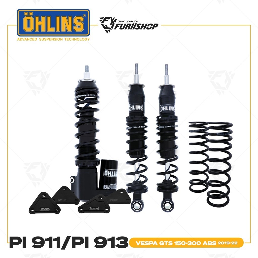 โช๊คหน้า-หลัง ohlins Black Line PI 911 / PI 913 For Vespa GTS 150-300 ABS 2019-22