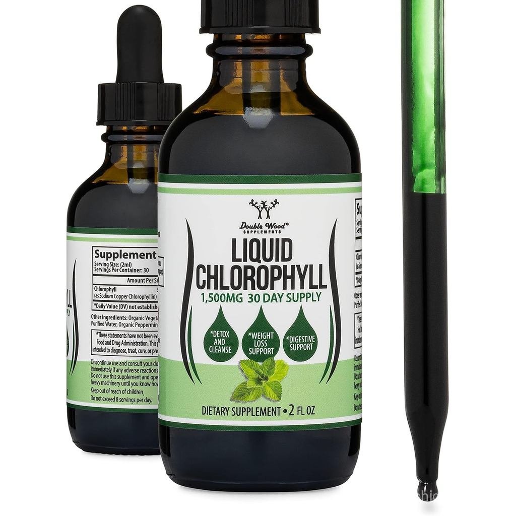 Chlorophyll Liquid Drops - for Digestion, Gut Health, Energy and Detox - Vegan Safe (Rich, Full Text