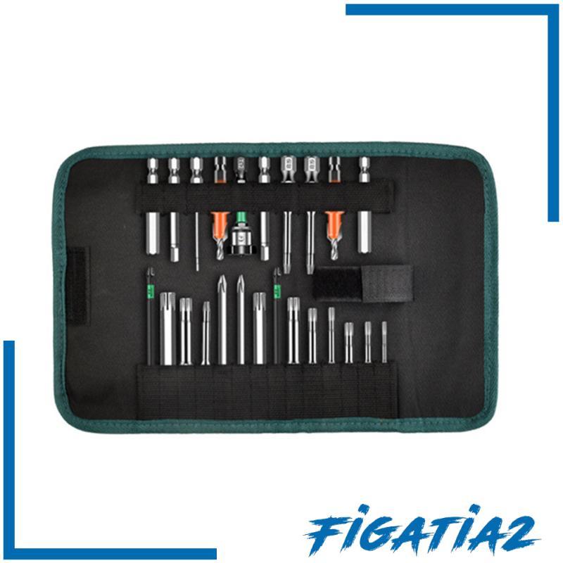 [Figatia2] Compact Drill Bit Roll Up Bag Organizer ผ้าใบเครื่องมือกระเป๋าเก็บ Multi Slot สําหรับ DIY