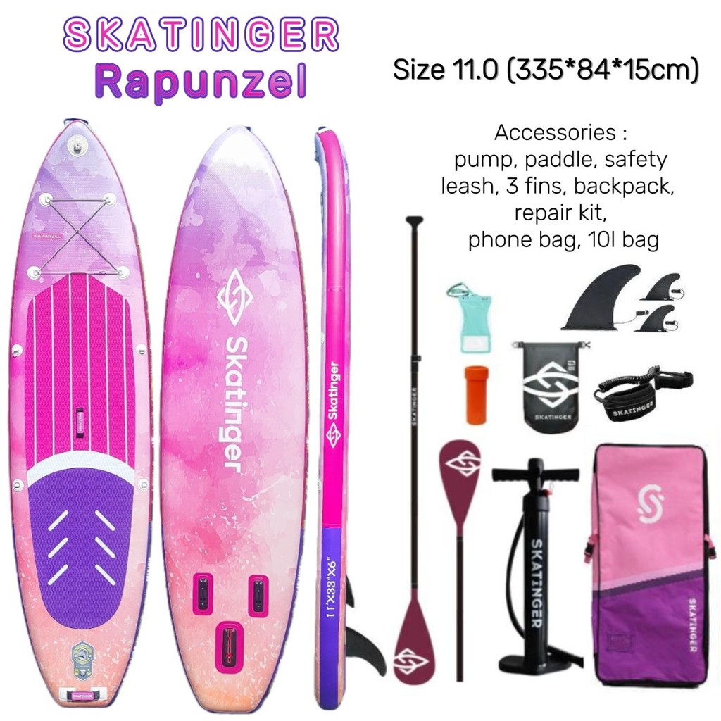 แพดเดิลบอร์ด กระดาน SUP เป่าลม Inflatable SUP Board Skatinger Rapunzel 11’ Full set พร้อมอุปกรณ์