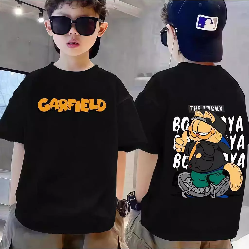 【จัดส่งภายใน 24 ชั่วโมง】 เสื้อยืดเด็ก / ลายการ์ฟิลด์ / ผ้าฝ้าย 100% / ขนาดเหมาะสำหรับเด็กอายุ 1-12 ปี