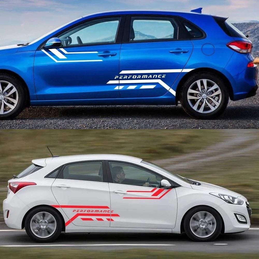 สติกเกอร์ด้านข้างประตูรถสําหรับ Hyundai I30 I 30 N Line 30n ซีดาน GT Auto กราฟิกกีฬาลายอุปกรณ์ตกแต่ง