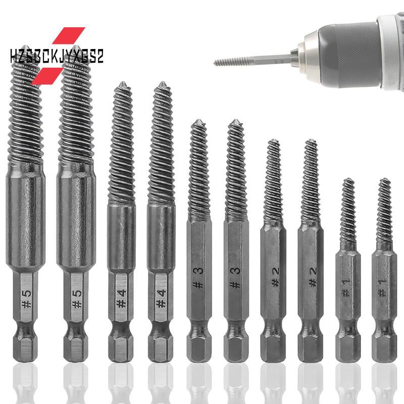 Hzsbckjyxgs2Screw Extractor Set,10 ชิ้น Screw Extractor,1/4 นิ้ว Hex Shank Broken Screw Remover & Ex