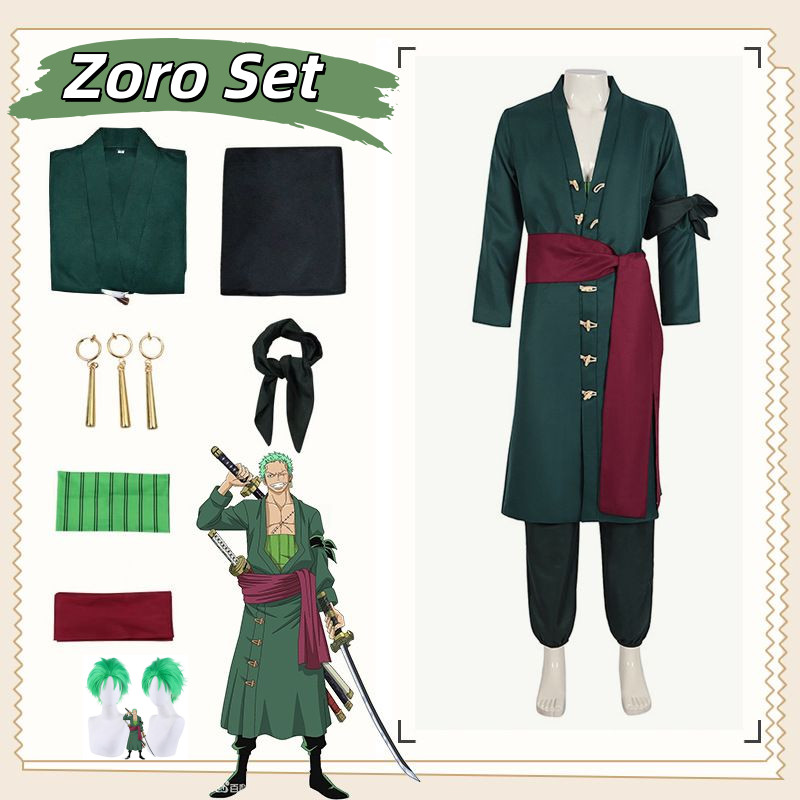 🔱🔱🔱Roronoa Zoro 2nd Cosplay Costume Outfits One Piece Kimono Robe Halloween Cloak Suits For Men