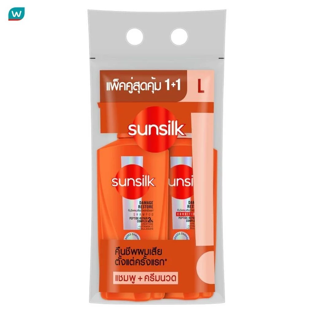 Sunsilk ซันซิล แดเมจ รีสโตร์ แอคทีฟ-อินฟิวส์ชั่น แชมพู 325 มล.+คอนดิชันเนอร์ 300 มล.