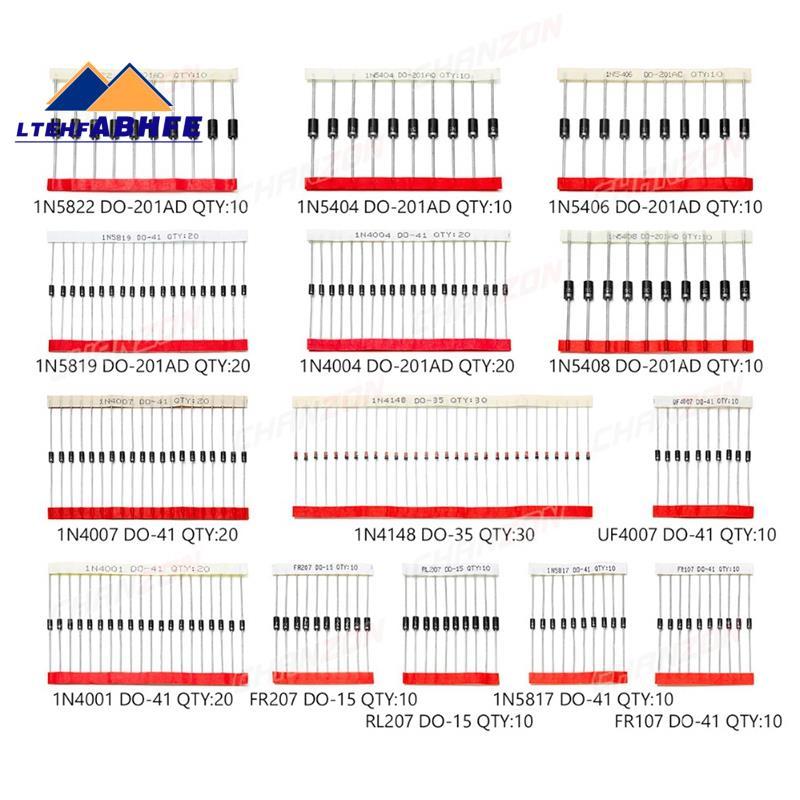 [ขายร้อน L]200 ชิ้น Fast Switching Schottky Diode Kit 1N4001 1N4004 1N4007 1N5408 UF4007 FR207 1N581