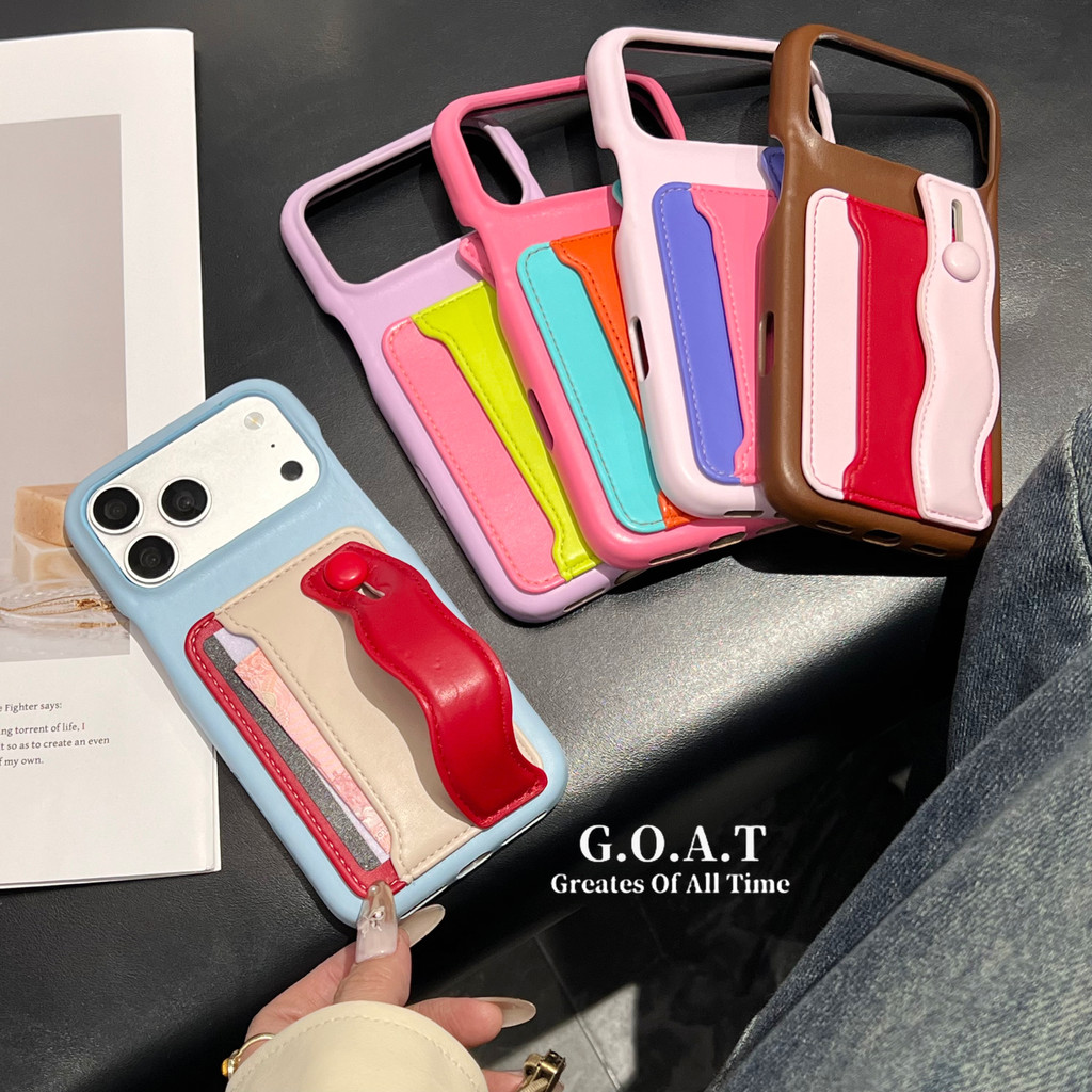 GOAT Little Lamb ปัก Colorblock สายรัดข้อมือสําหรับ iPhone 17 PRO MAX iPhone 17 16 15 14 13 11 12 PRO MAX Anti-Fall ป้องกันปกหลัง