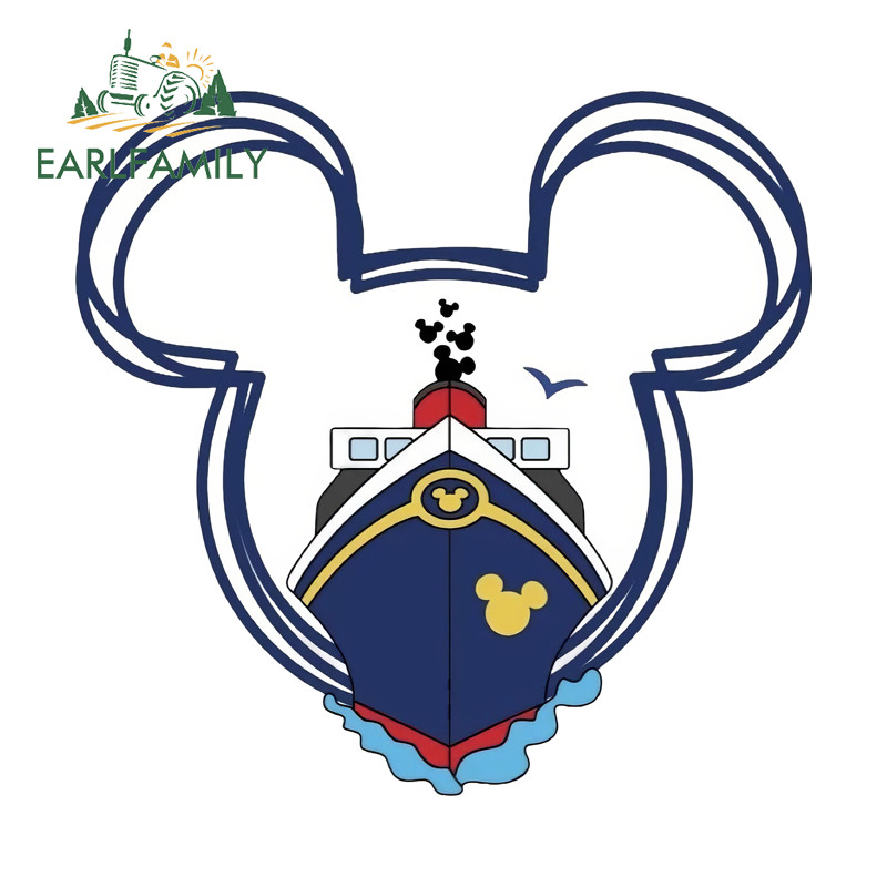 EARLFAMILY Mickey โลโก้รถสติกเกอร์สเก็ตบอร์ดกระดานโต้คลื่นน่ารัก PVC Decal กันน้ําน่ารักตกแต่ง