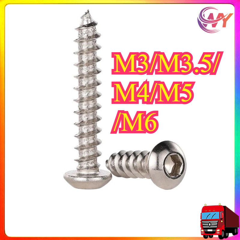 สกรูเกลียวปล่อยหกเหลี่ยมด้านในหัวกลมชุบนิกเกิลเกรด 8 และสกรูเกลียวปล่อยแข็งสกรูไม้ M3/M3.5/M4/M5/M6 