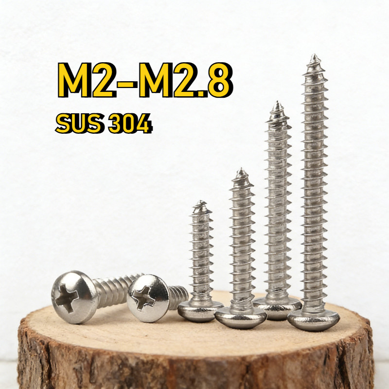 M2/M2.2/M2.3/M2.5/M2.6/M2.8 สกรูเกลียวปล่อย หัวp+น็อต สกรู หัวกลม แฉก P+ สแตนเลส 304 เกลียวปล่อย [LXY-GY]